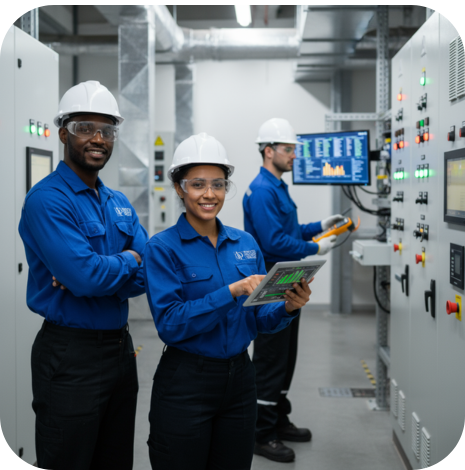 Equipe JP Projetos executando medições técnicas de climatização